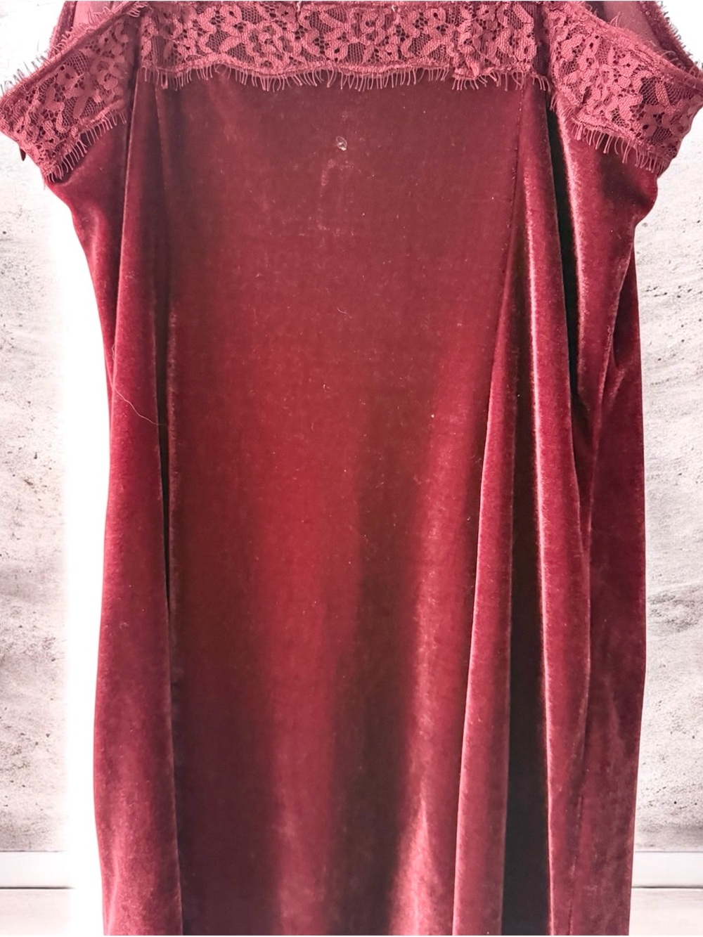 Mi Ami Velvet Lace Trim Cami Tank Top Maroon Burgundy Size M - Picture 7 of 7